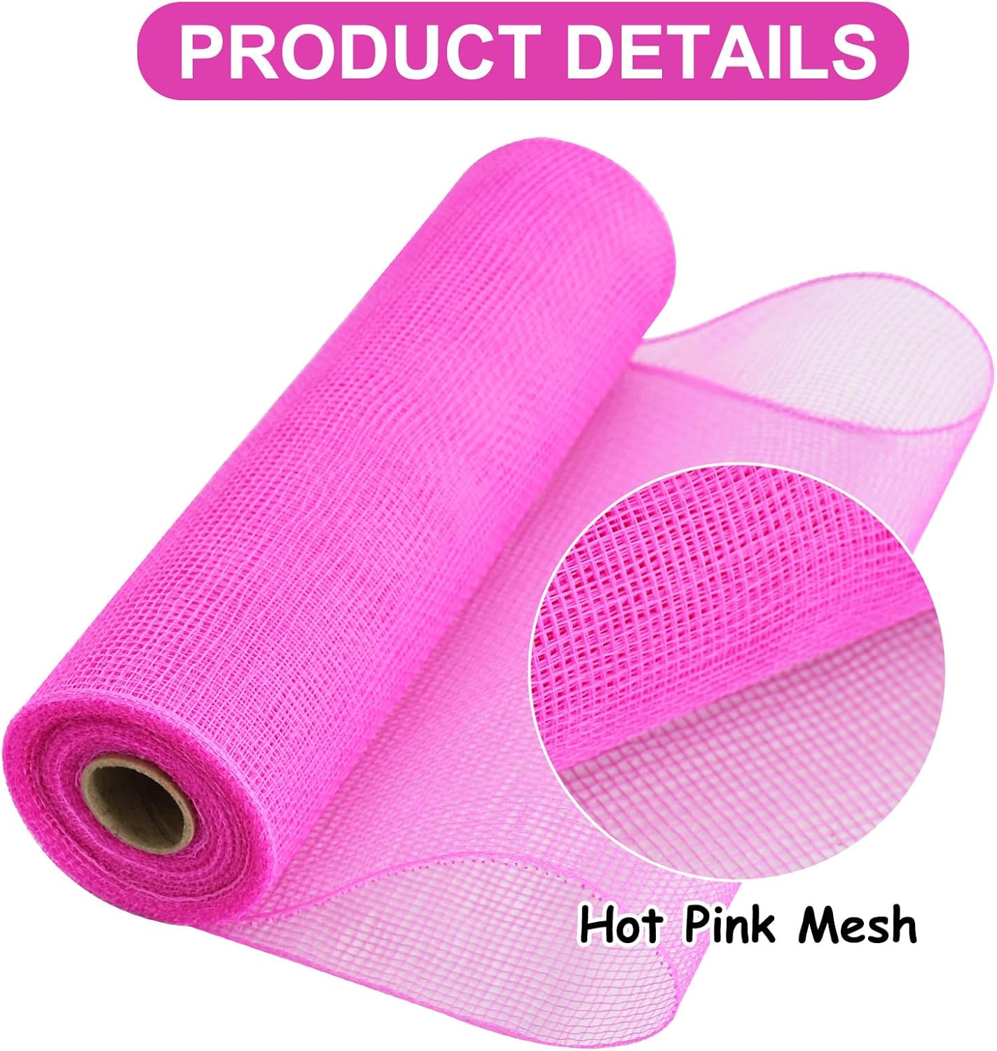 TONIFUL 2 Rolls 10 Inch Hot Pink Decorative Mesh Ribbbon Rolls for Mesh Wreath Supplies, Front Door Wreath Crafts Tree Decor Christmas Valentine's Day Decoration (10 yds/roll)