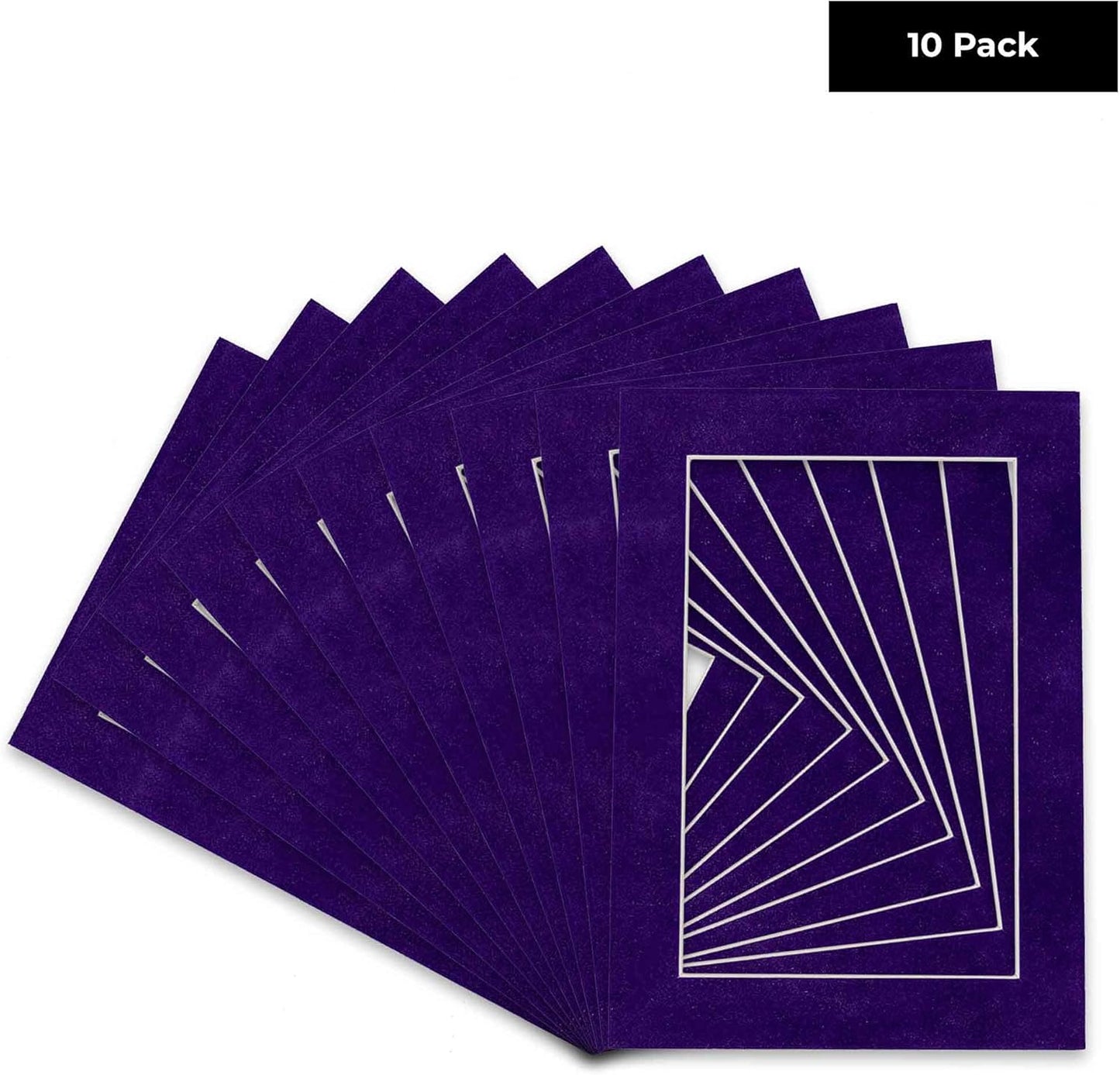 Pack of TEN 11x14 Mats Bevel Cut for 8.5x11 Photos - Acid Free Purple Crocus Suede Precut Matboards For Pictures, Photos, Framing - 4-ply Thickness