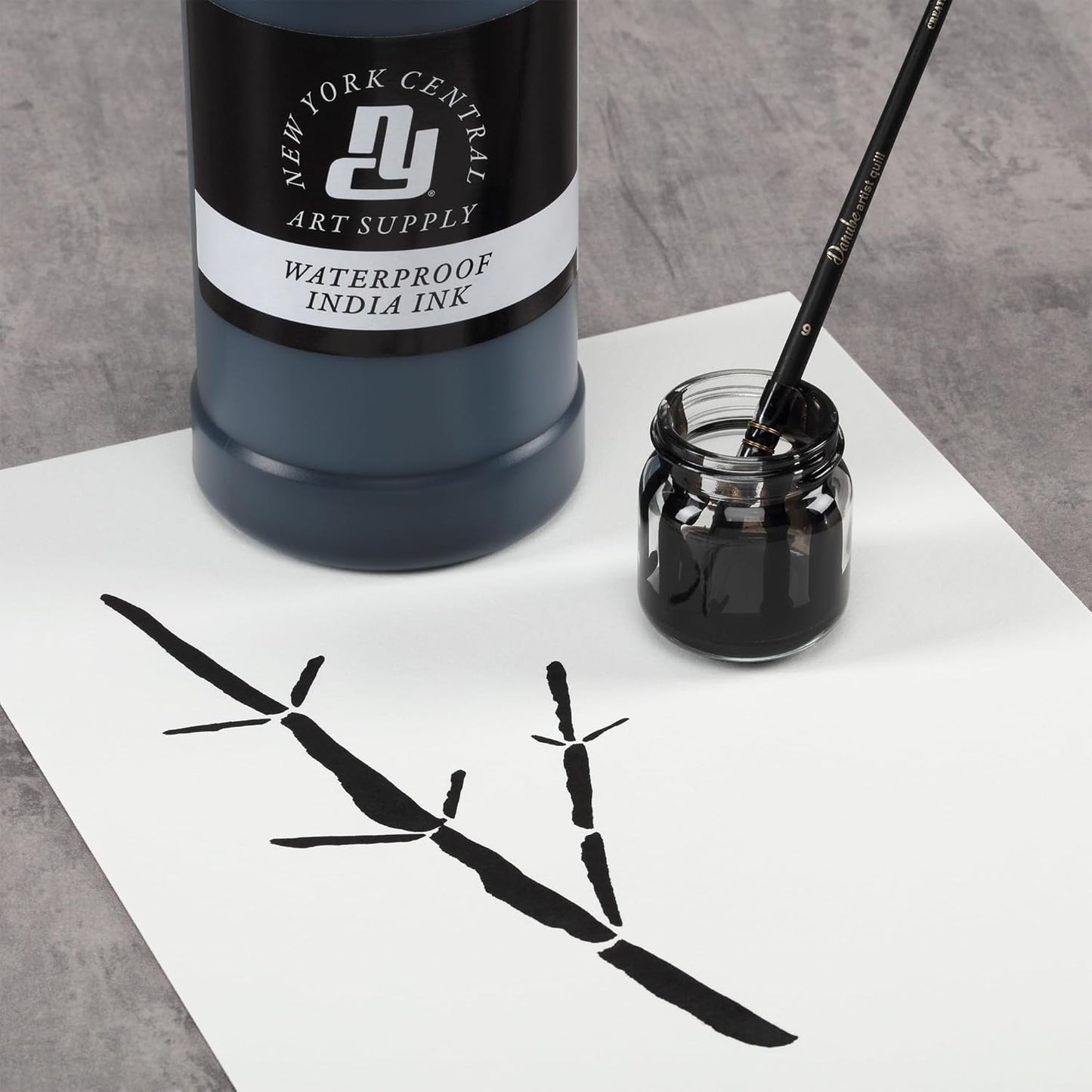 New York Central® India Ink 32oz Bottle - Make an Impact with Matte Black India Ink, Perfect for Artists, Calligraphy, Illustrations, & More