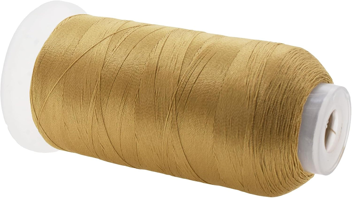 Mandala Crafts Tan Heavy Duty Thread -1500 Yds Tex 70 Thread for Sewing Drapery Jeans Leather Hair - Bonded Polyester Thread Outdoor Marine Upholstery Threads