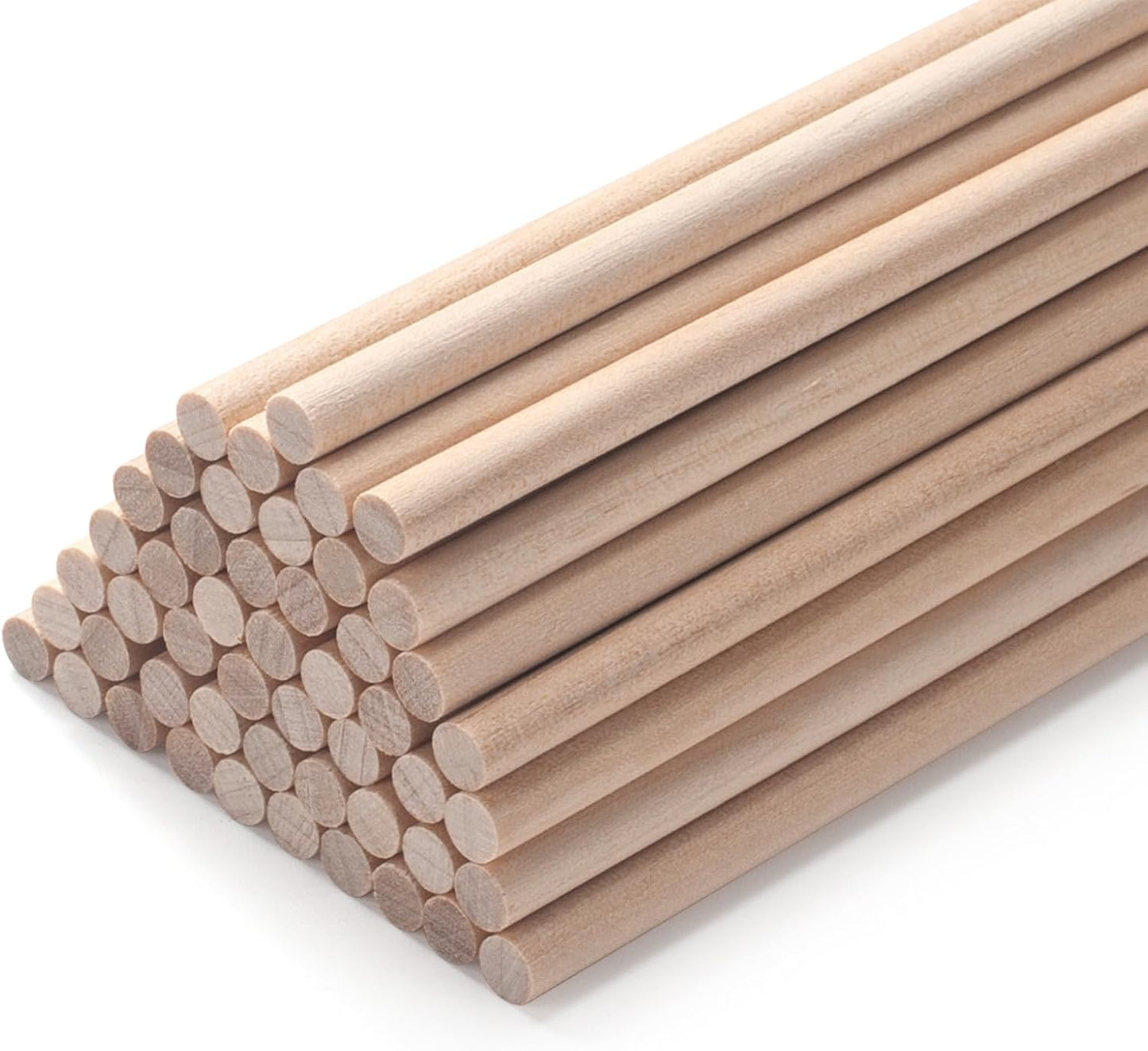 Wooden Dowels Wooden Sticks for Crafts 3/16" x 15", 50 PCS Wood Dowel Rods, Wood Sticks for Crafting, Macrame Dowels, Unfinished Round Hardwood Stick for Tiered Cake Support and Wedding Ribbon Wands