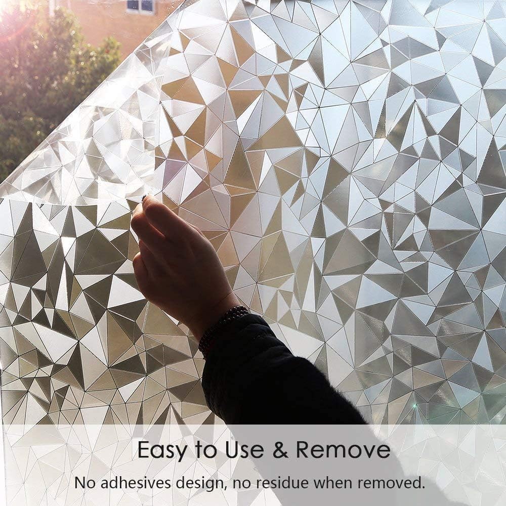 Niviy 3D No Glue Static Cling Window Films Privacy Cut Glass Window Sticker for Bathroom Office Kitchen Window Decor 11.8"x 118"