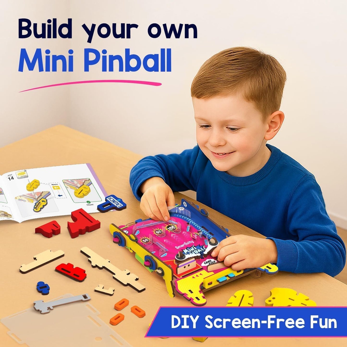 Smartivity DIY Mini Pinball for Kids Ages 6-12 Years | Build Your Own - Hand Held Pinball Game I Birthday Gift for Boys & Girls | STEM Toy for Kids 6,7,8,9,10,11,12 Years Old