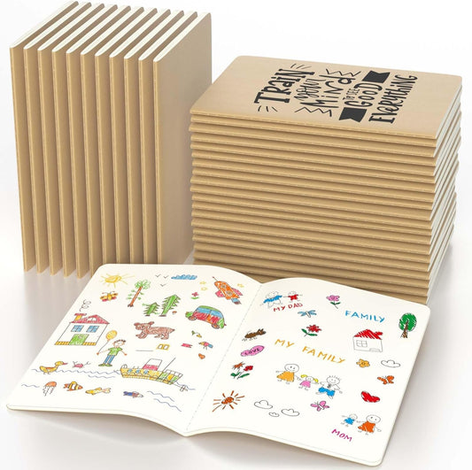 Oucaru Journaling Notebooks A5 Notebook college Blank Sketch Book 32 Pack Small Kraft Notebooks Bulk 8.3x5.5 Inches, Brown Drawing Notebook Soft Cover Steno Pads School Supplies