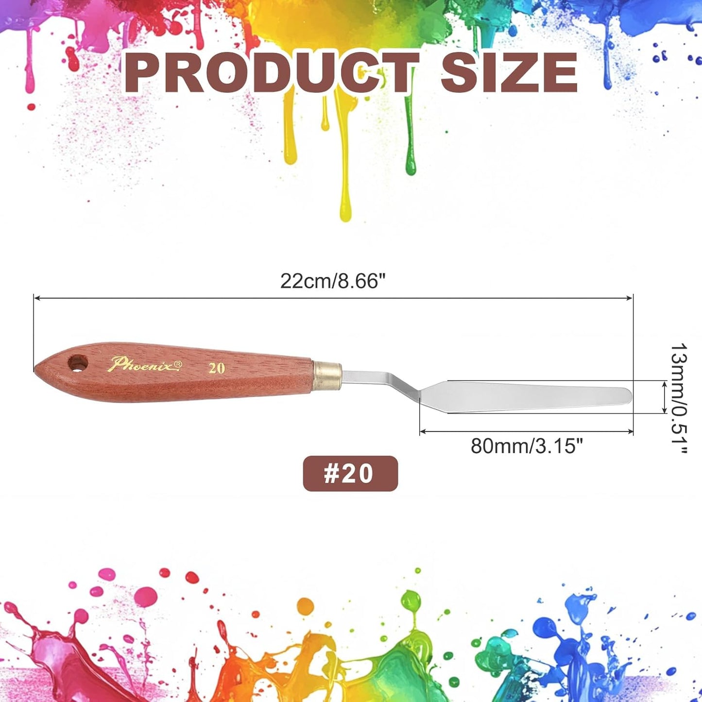 MECCANIXITY Pack of 1 Palette Knife No.20, 7.5" Long Palette Knives with Stainless Steel Flexible Spatula Pallet Knife and Wood Handle for Scraping, Mixing, Oil Acrylic Painting Canvas