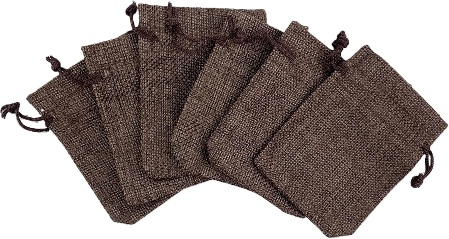 Palmhomee Pack of 25 Burlap Gift Bags with Drawstring Linen Jewelry Pouches Wedding Hessian Jute Bags for Birthday and Treat Pouches Party Wedding Favors Gift (2.8x3.6 Inch, Coffee)
