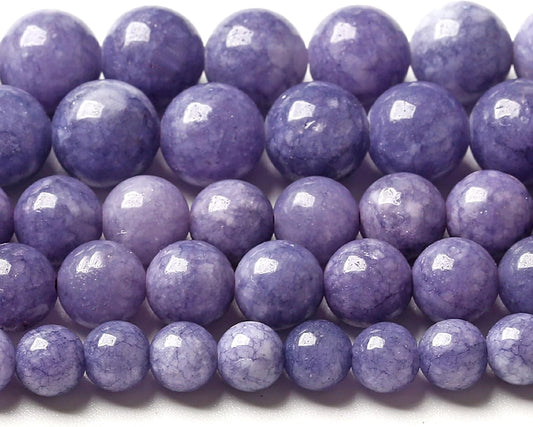 12MM Lavender Purple Chalcedony Natural Stone Round Loose Beads for Jewelry Making and Crafting 32pcs 15"