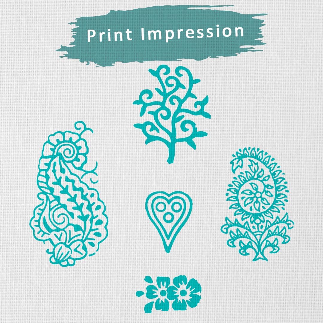 Floral Design Wooden Stamp Block for Printing - Handcarved Printing Stamps for Scrapbooking/Fabric Textile/Clay/Pottery Craft/Tattoo (Set of 5) Hashcart®