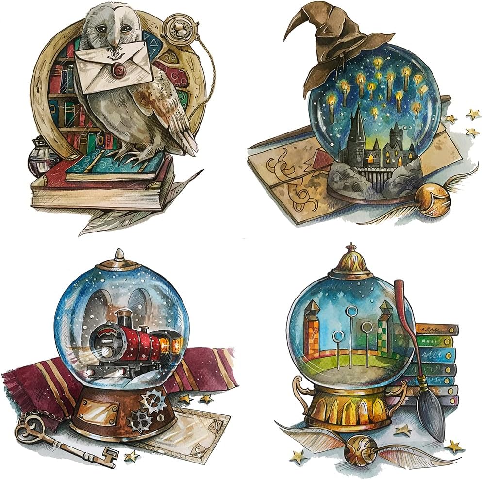 ZuoAnLF 4 Packs Stamped Cross Stitch Kits for Adults,Stamped Cross-Stitch Needlepoint Counted Kits Beginners,Embroidery Kit Arts and Crafts for Home Decor 11CT,9.8 * 9.8inch (HP)