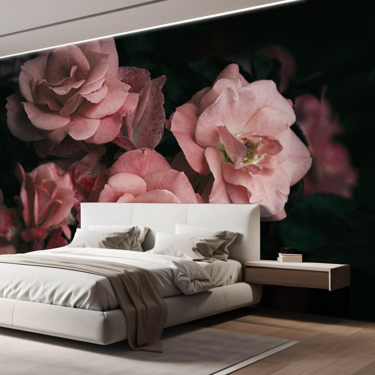 wall26 Removable Wall Sticker/Wall Mural Close Up Dark Rose Flower Blossoms Nature Wilderness Photography Decorative Botanical Relax/Calm Floral for Living Room, Bedroom, Office - 108x120 inches