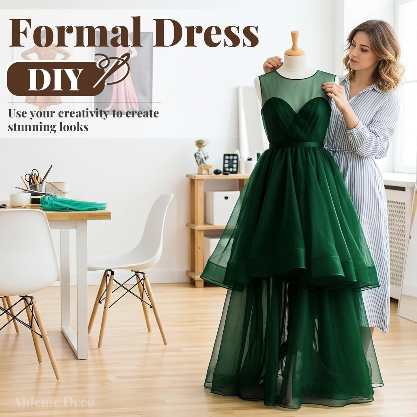 Organza Fabric by The Yard, 60 Inch Wide 10 Yards (30 ft) Extra Long Sheer Fabric for DIY Sewing Projects Window Scarf Wedding Decorations Party Backdrops Curtains (Hunter Green)