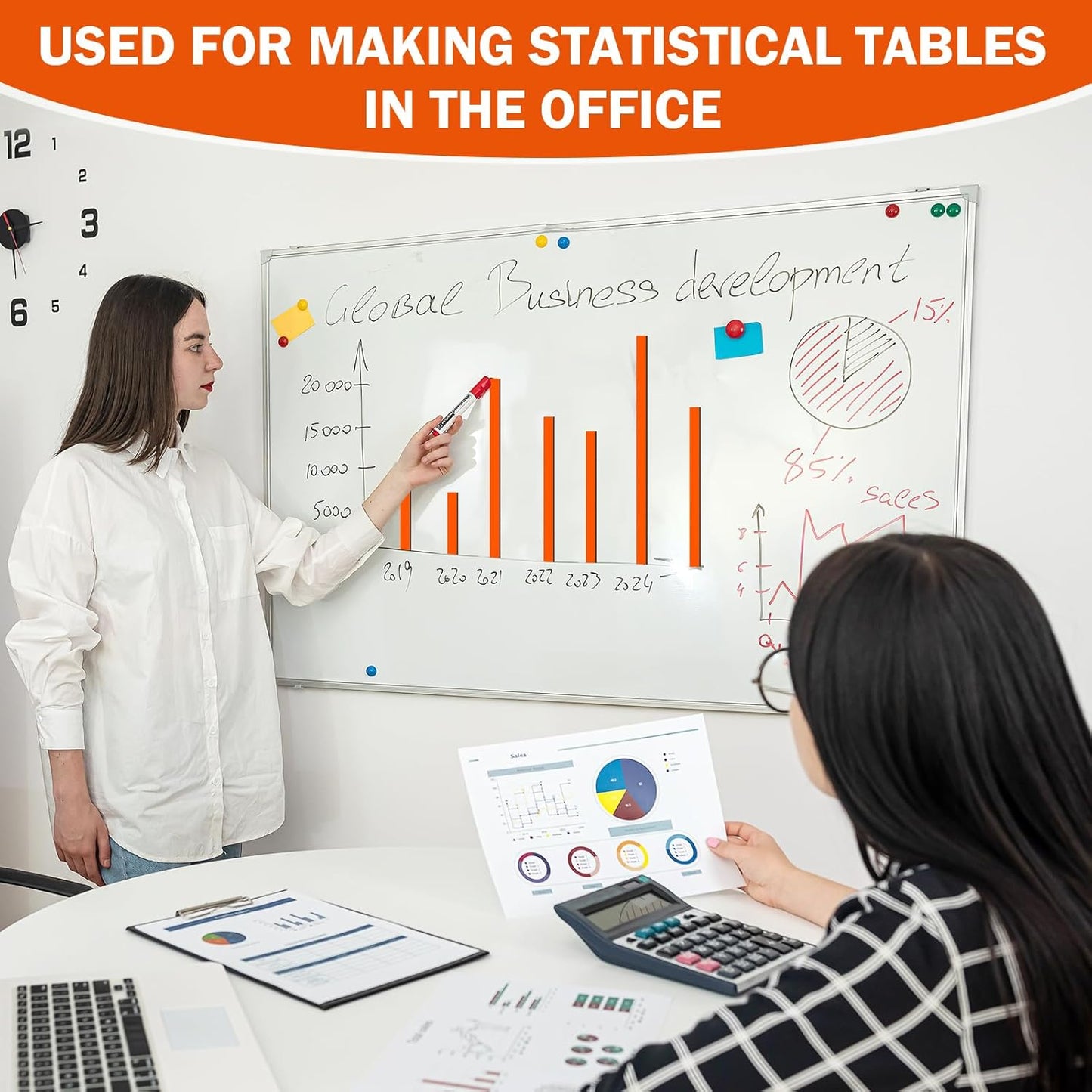 Magnetic Tape Roll Thin Strips, 1/4 Inch x 33 Feet Magnetic Board Dividers Whiteboard Graphic Decorative Tape Marking Line for Classroom Office Art Accessories(Orange)