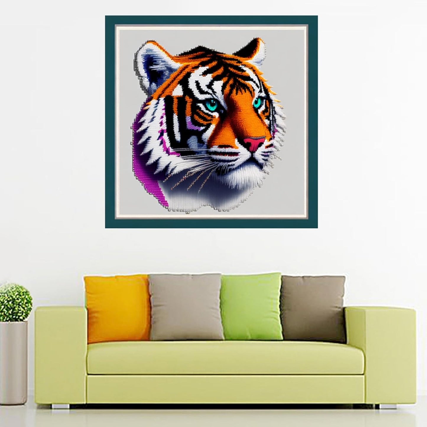 Joyhoor Cross Stitch Kits for Beginners Stamped Cross-Stitch Supplies Needlework preprint Embroidery Kits for Adults DIY Needlepoint Kits Embroidery Patterns 11CT-Colorful Tiger 17.7x17.7 inch