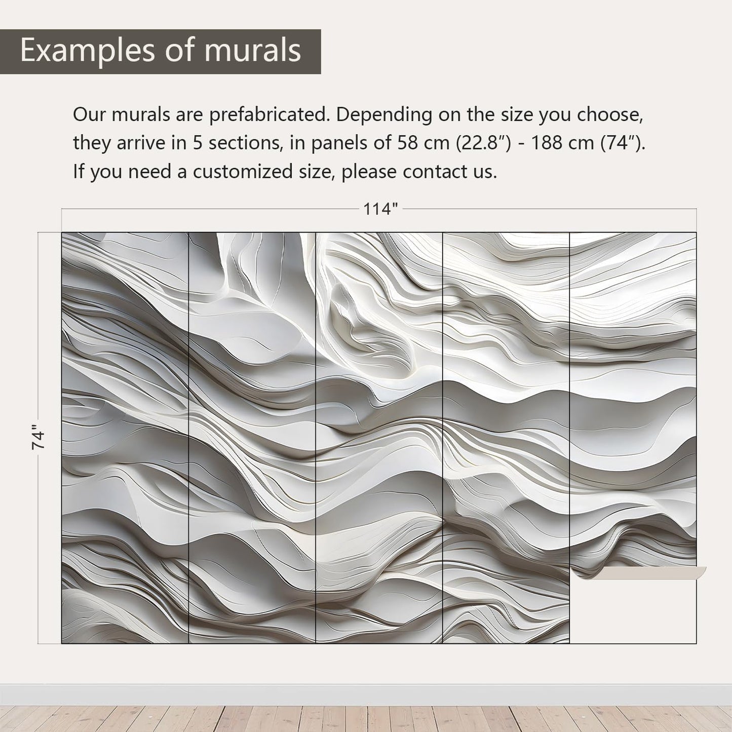 AFZEVEB-3D Stereo Relief Lines Living Room Background Wallpaper Mural 114"x74"(Not Peel and Stick)