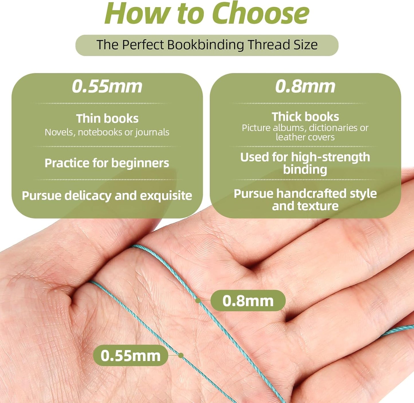 Natural Waxed Thread, 0.55mm/0.8mm, Wax Thread for Handcrafted Wrapping, Sewing, Bookbinding, Leather Threads, Beginners Craft DIY, Hemp Cord (Teal/Aqua/Forest, 0.55mm/33 Yards)