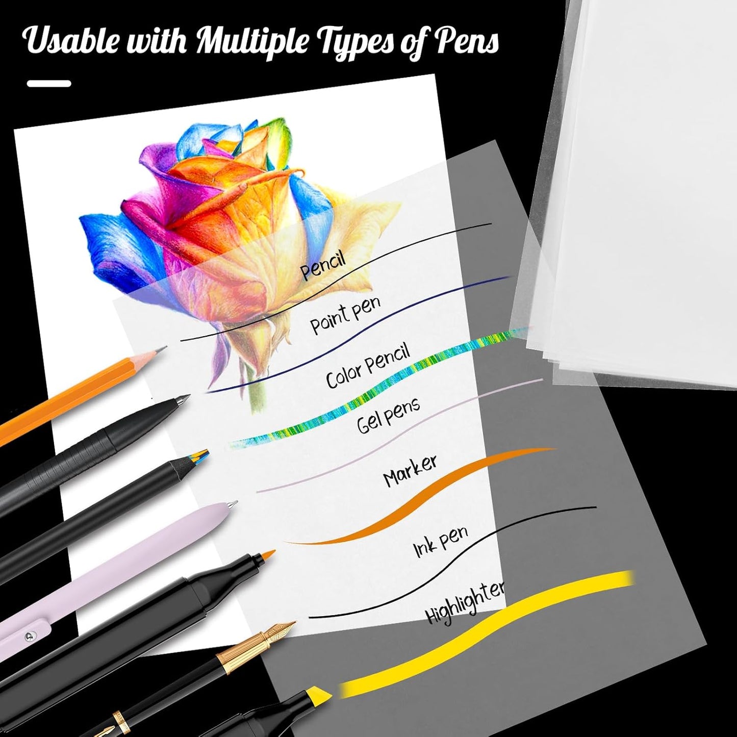 Tracing Paper 8.5" x 11", 112 Sheets Transparent Vellum Paper for Tracing Pads, Christmas Birthday Gifts for Adults Teens, 25lb/41gsm Translucent Tracing Paper for Sketching, Drawing, Overlays