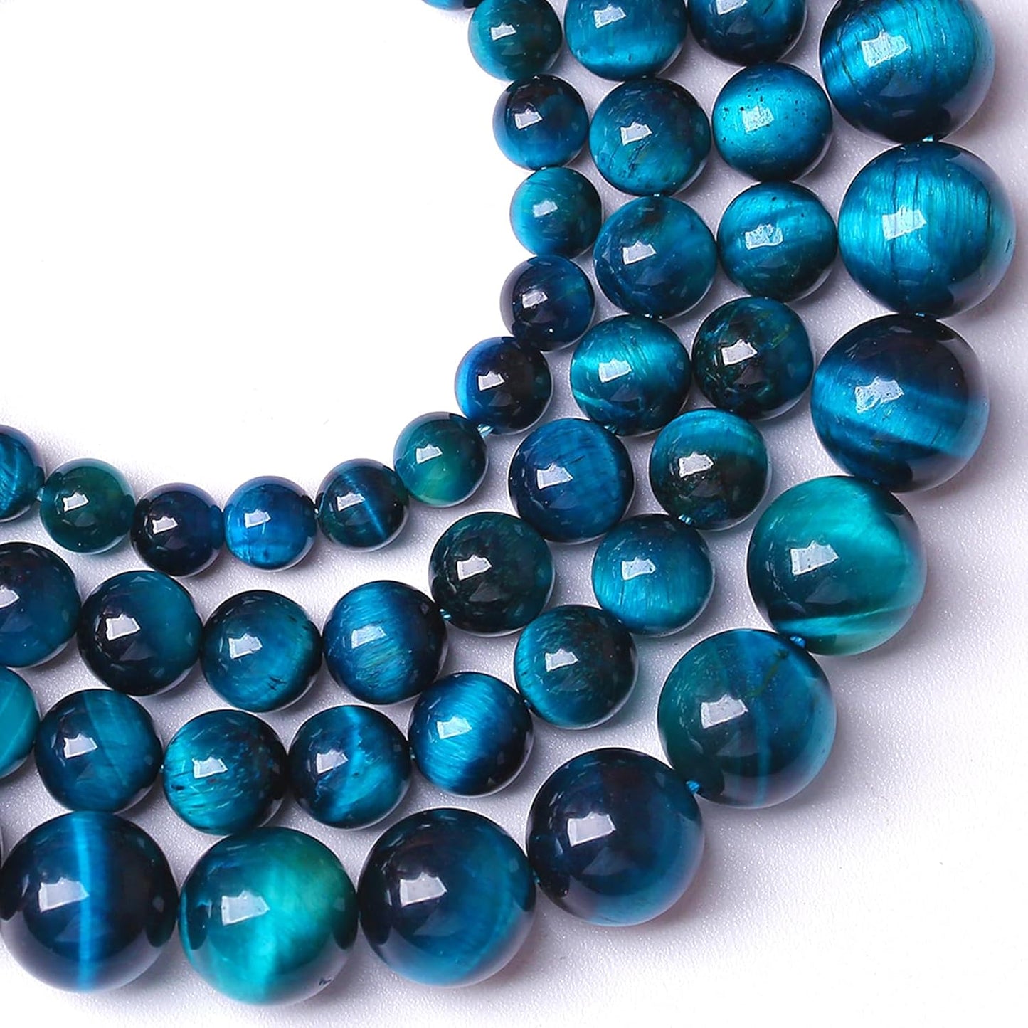 10MM 72pcs Natural Royal Blue Tiger Eye Stone Energy Healing Beads Round Loose Beads for Jewelry Making Bracelet 2 Strands 32"