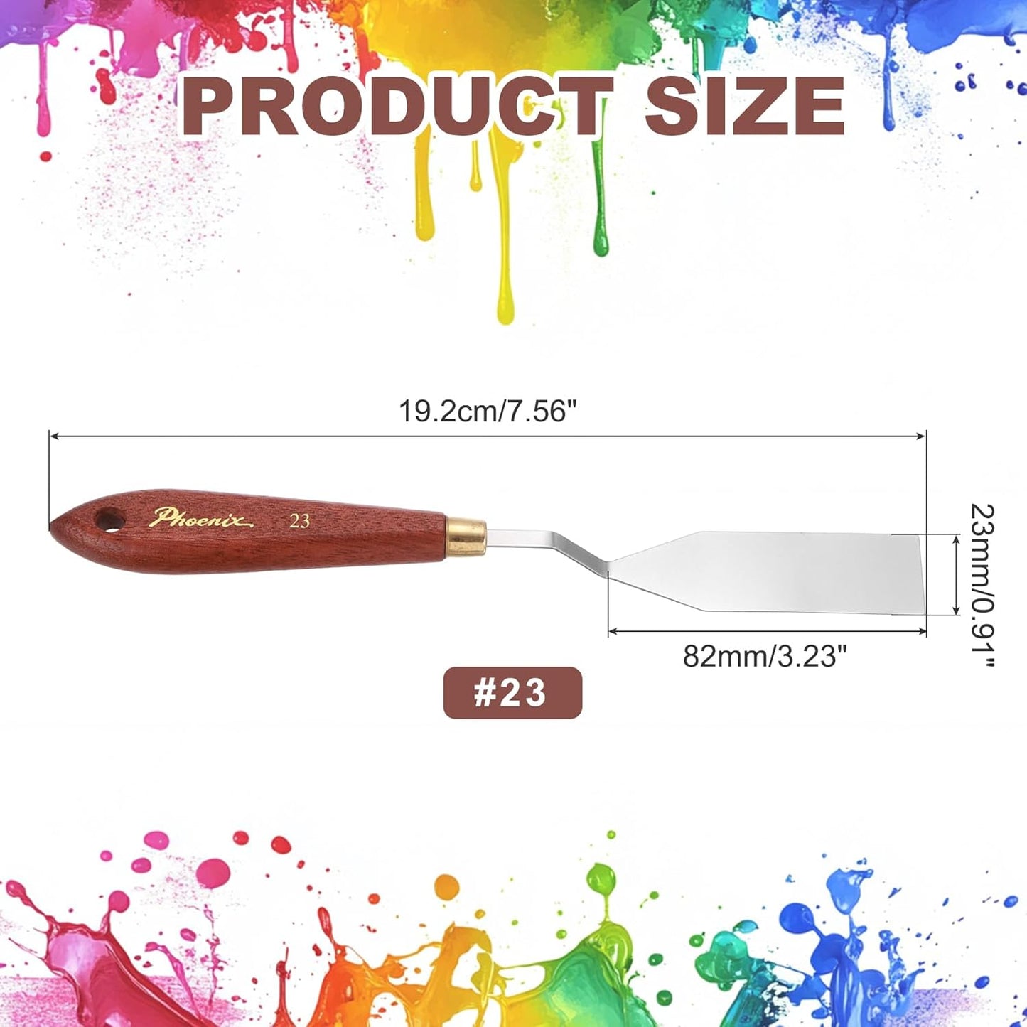 MECCANIXITY Pack of 1 Palette Knife No.23, 7.6" Long Palette Knives with Stainless Steel Flexible Spatula Pallet Knife and Wood Handle for Scraping, Mixing, Oil Acrylic Painting Canvas