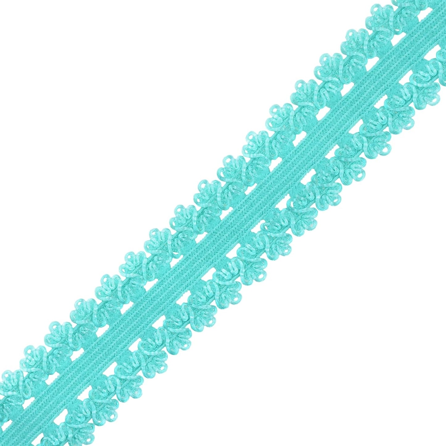 Mandala Crafts Aquamarine Stretch Lace Soft Elastic Trim Roll - 55 Yards 1 Inch Wide Stretchy Frilly Picot Ribbon for Sewing Lingerie, Headbands, Underwear, and Crafts