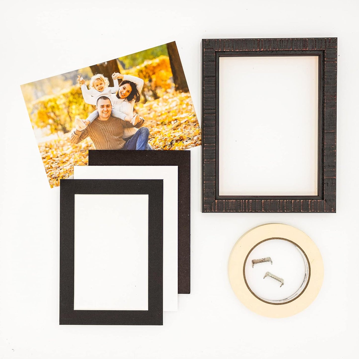5.5x8.5 Mat for 8.5x11 Frame - Precut Mat Board Acid-Free Show Kit with Backing Board, and Clear Bags Textured Black 5.5x8.5 Photo Matte For a 8.5x11 Picture Frame Matboard for Framing, Pack of 1 Mat