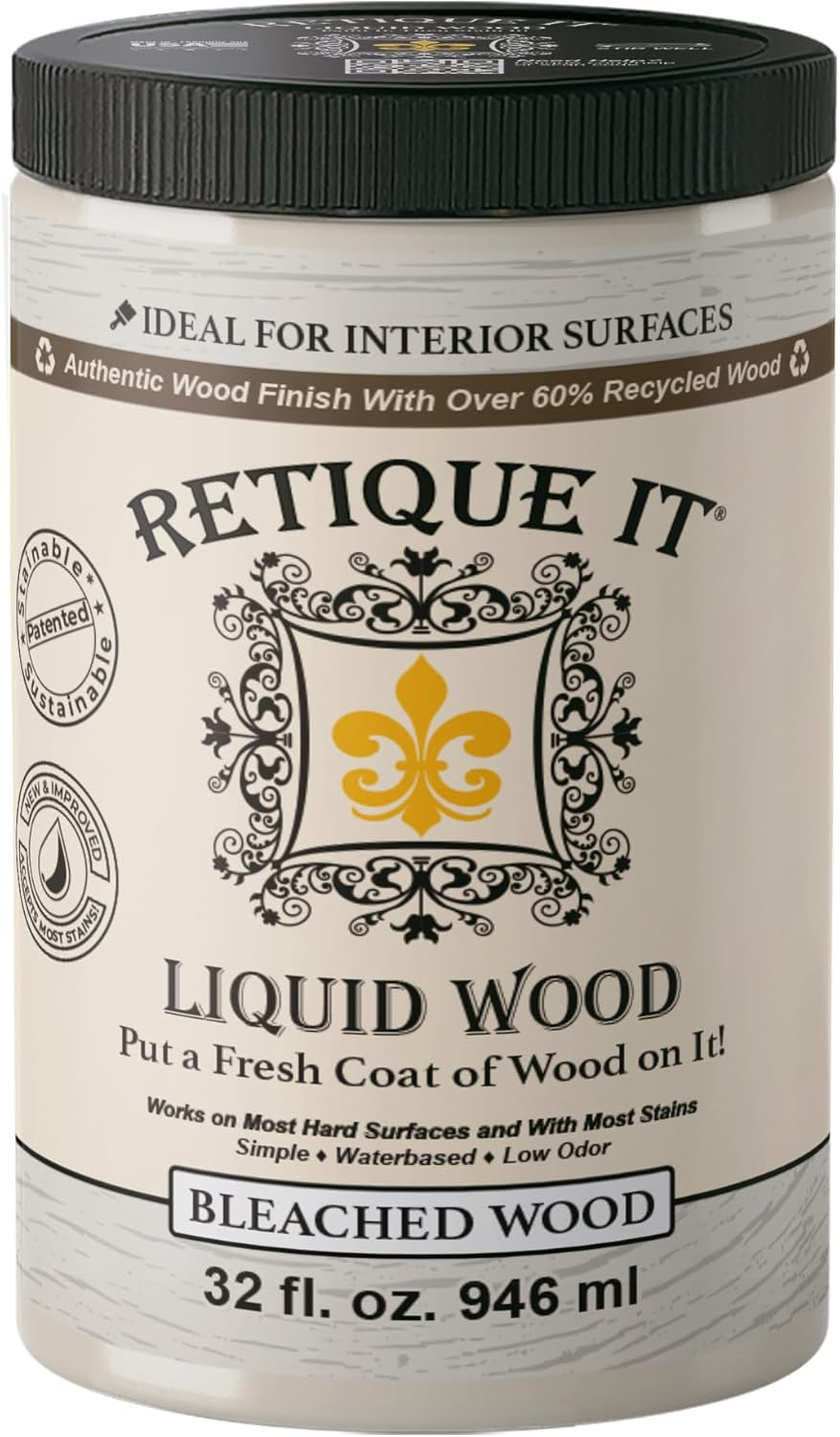 Retique It New and Improved Formula Liquid Wood Coatings - Stainable Primer - Paint It Then Stain it (Bleached Wood, Large)