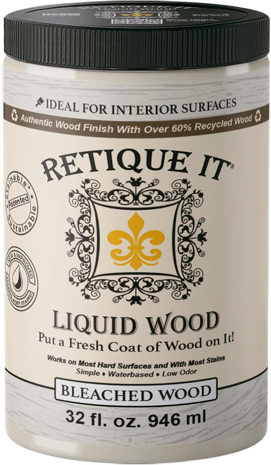 Retique It New and Improved Formula Liquid Wood Coatings - Stainable Primer - Paint It Then Stain it (Bleached Wood, Large)