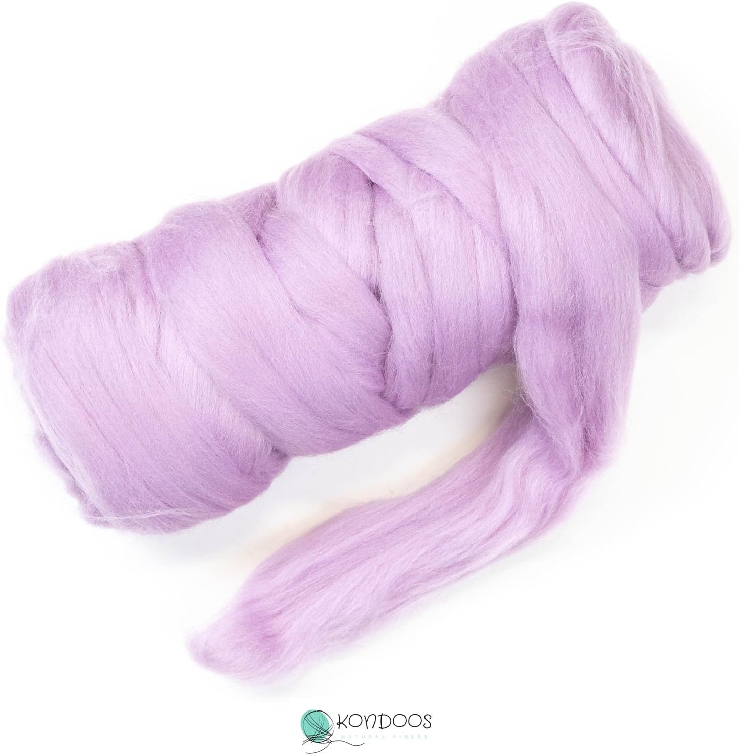 Colored Natural Wool roving, 8 OZ. Best Wool for Needle Felting, Wet Felting, handcrafts and Spinning. (Lavender)