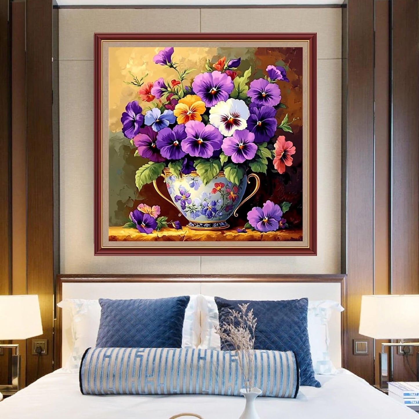 DMCXART Counted Cross Stitch Kits for Adults Needlepoint Kits Unprinted Cross Stitching Embroidery Kit 11CT Cross Stitch Supplies-Colorful Flowers 18x18 inch