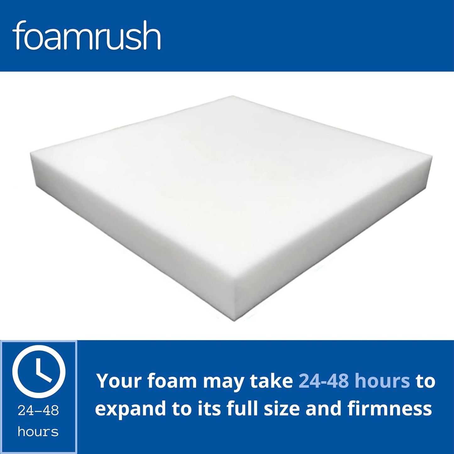 FoamRush 3" H x 24" W x 24" L Upholstery Foam Cushion High Density (Square Foam for Dining Chairs, Chair & Wheelchair Seat Cushion Replacement)