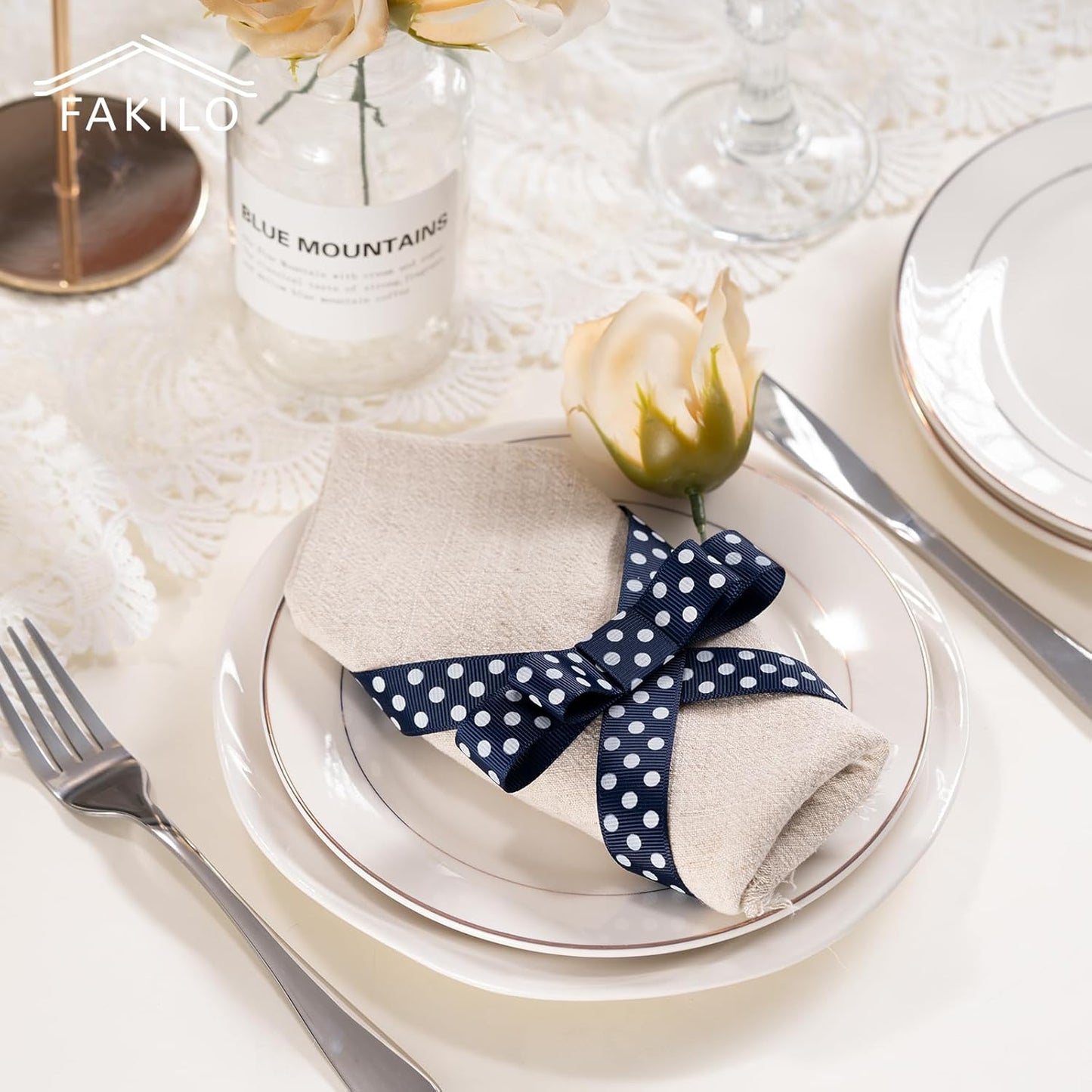 Polka Dot Grosgrain Ribbon 3/4 Inch, 25 Yards Spool Navy Blue and White Dot Craft Ribbon for Christmas Gift Wrapping DIY Crafts Hair Bows Wedding Party Decor Sewing and Home Decoration