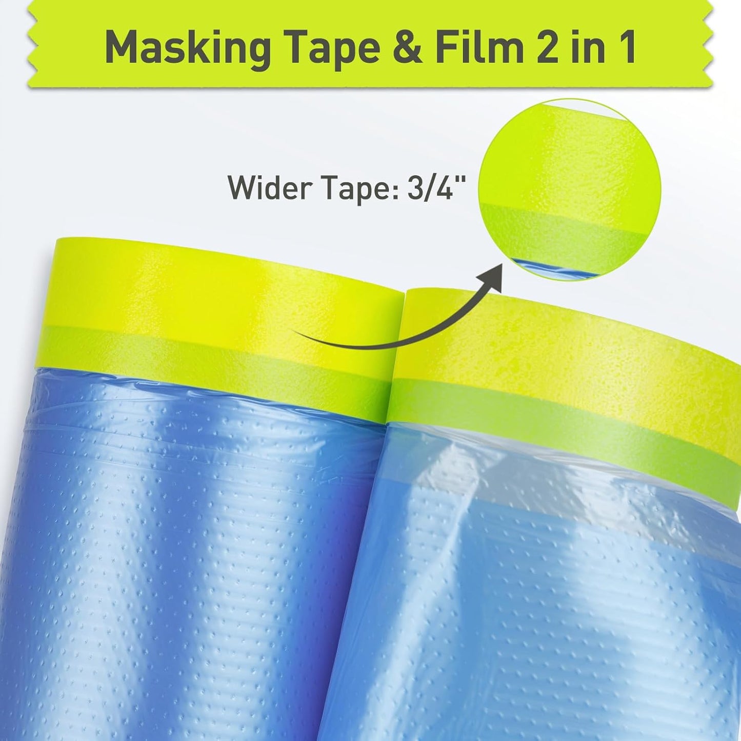 Pre-Taped Masking Film for Painting - 22" x 66' Painters Plastic Sheeting with Automotive Paint Tape and Drape for Covering Cars, Walls, Windows and Furniture Protection (5 Rolls)