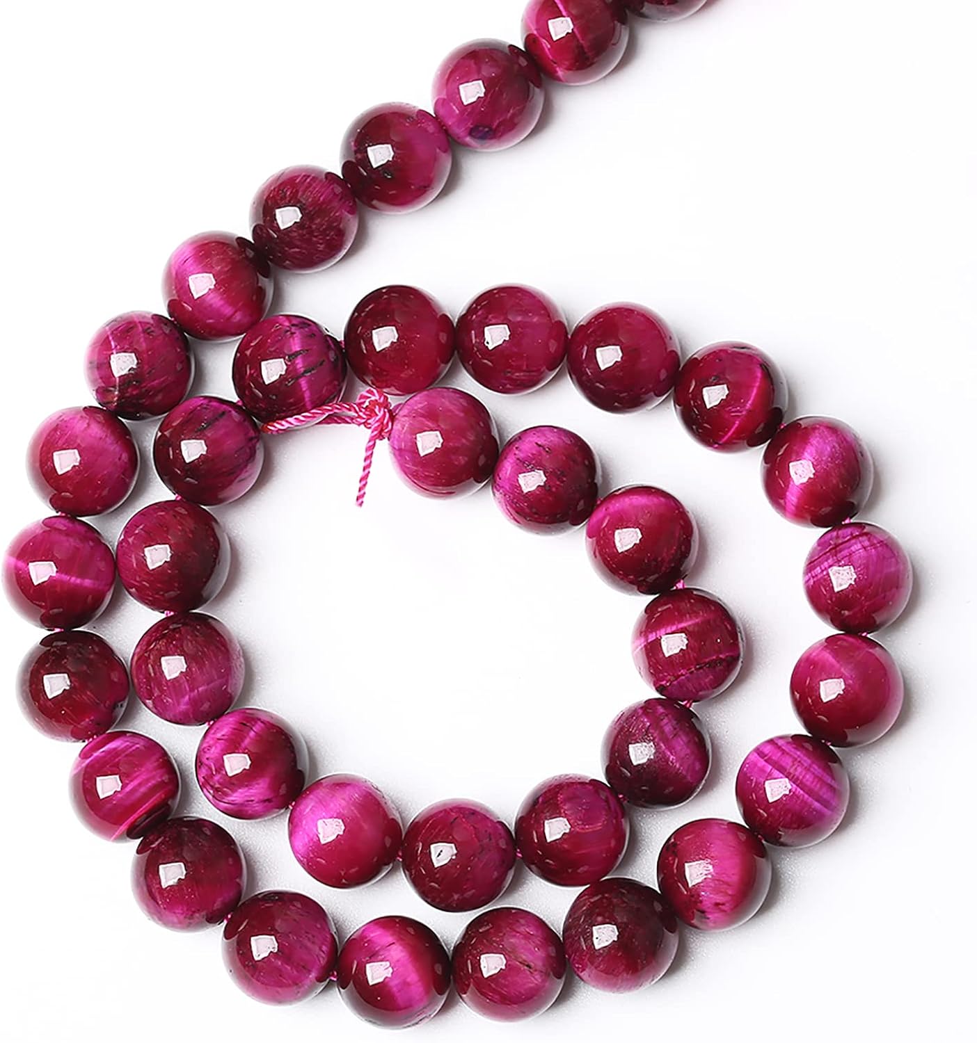 72PCS 8mm Rose Red Tiger Eye Gemstone Loose Beads Natural Round Loose Stone Beads for Jewelry Making DIY Bracelet Necklace Earrings 2 Strand 32"
