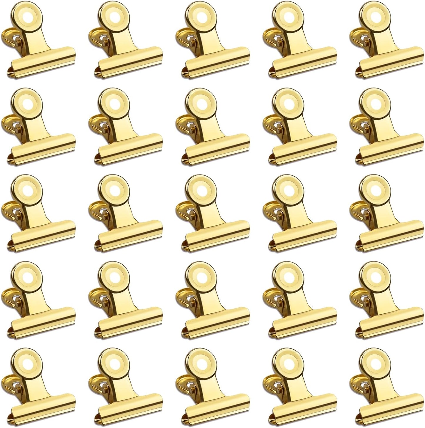 30 Pack Small Bull Clips 0.87 Inch Mini Metal Hinge Clips Binder Paper Hinge Clip for Office, Home, School, Shops, Gold, 22mm
