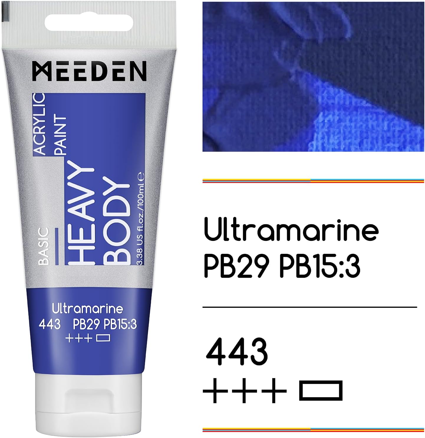 MEEDEN Acrylic Paint Ultramarine Blue: 100ml/3.38oz Heavy Body Acrylic Paint Tube Bundled with Additional Titanium White Color for Art Craft Painting