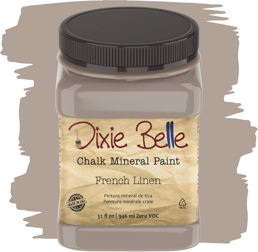 Dixie Belle Paint Company Chalk Finish Furniture Paint - French Linen (32oz) - Matte Light Taupe Chic Chalk Mineral DIY Furniture Paint