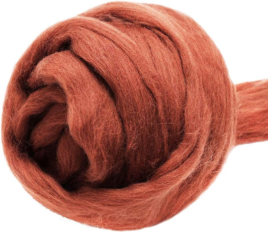 3.53oz Wool Roving Yarn, Wool Felting Supplies, Pure Wool, Chunky Yarn, Spinning Wool Roving for Needle Felting Wet Felting DIY Hand Spinning (Coffee)