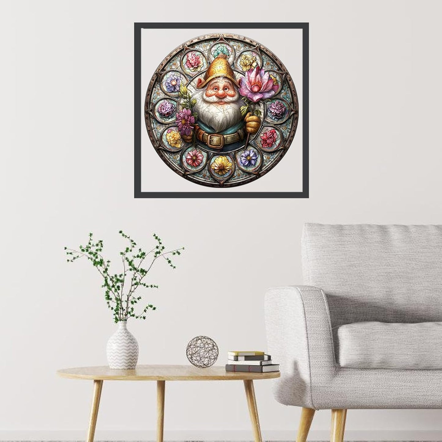 Wooden Puzzles for Adults, Gnome Puzzle 200 Pieces, Unique Shaped Jigsaw Puzzles for Adults and Kids, Birthday Gifts Fun Family Game 11.2'' x 11.2''