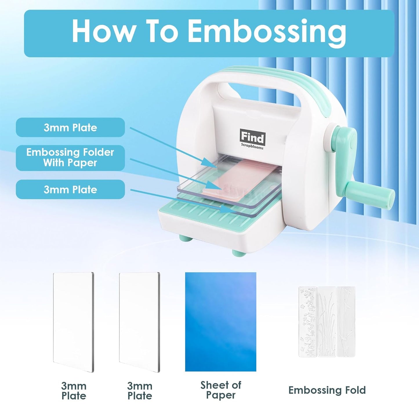 Mini Die Cutting Machine, 3 inch Embossing Machine for Scrapbooking,Cardmaking, 3 1/8" Feeding Slot