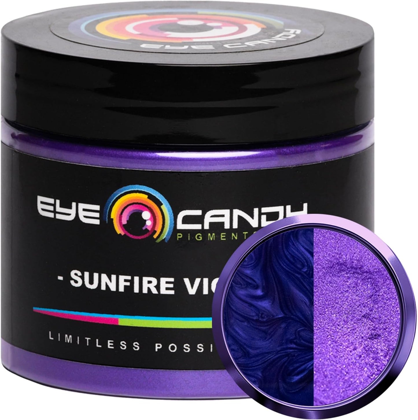 Eye Candy Pigments Premium Purple Mica Powder - Sunfire Violet (50gr) - for Epoxy, Resin, Soap, Paint, Woodworking, Acrylic Pouring, Bath Bombs, Fishing Lures - DIY Arts and Crafts Additive