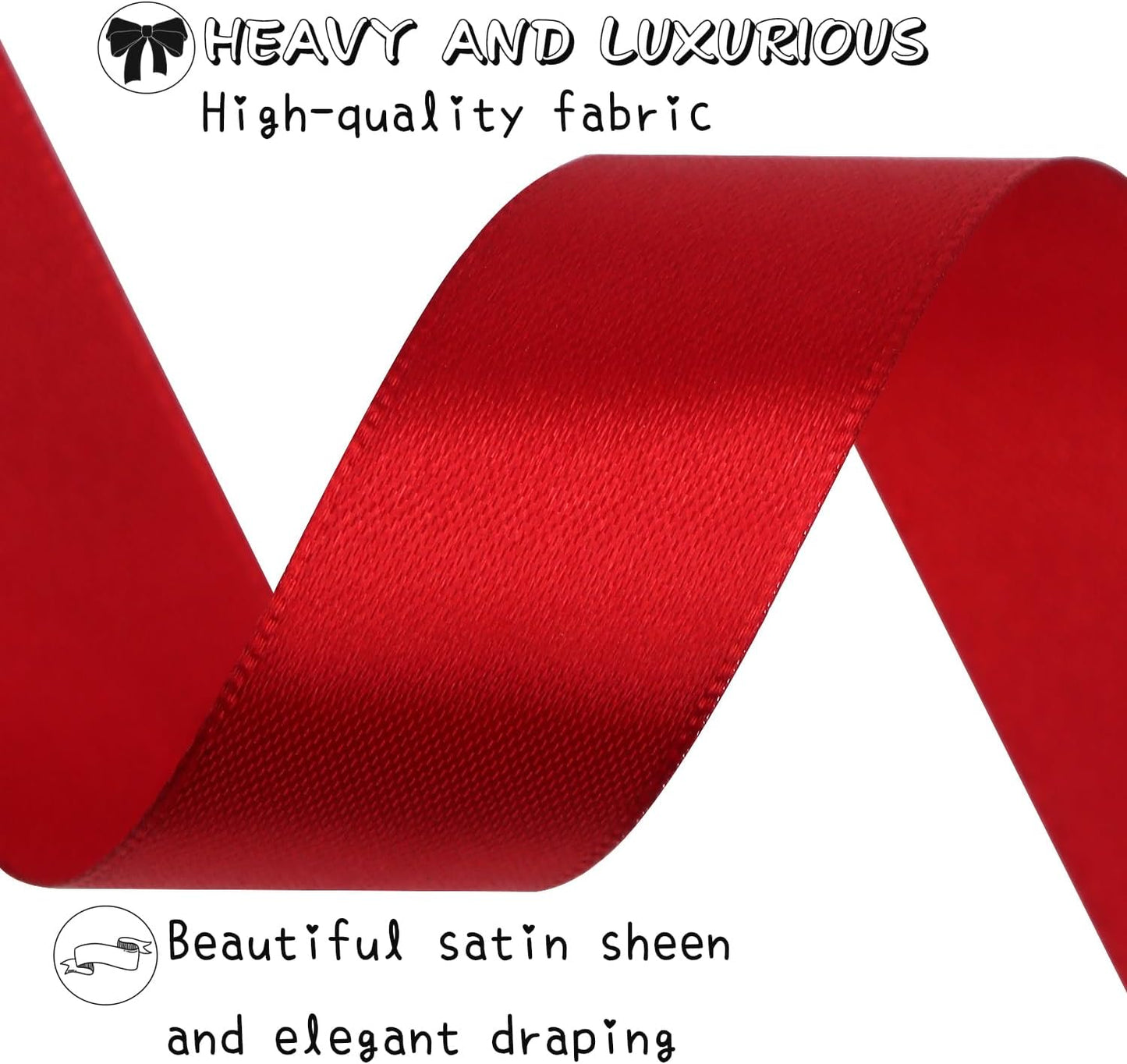 Deep red Solid Satin Ribbon 1 Inch 25 Yards Solid Polyester Fabric Ribbon for Gift Wrapping Wedding Christmas Baby Shower Birthday Party Decoration Handmade Immortal Flower Craft