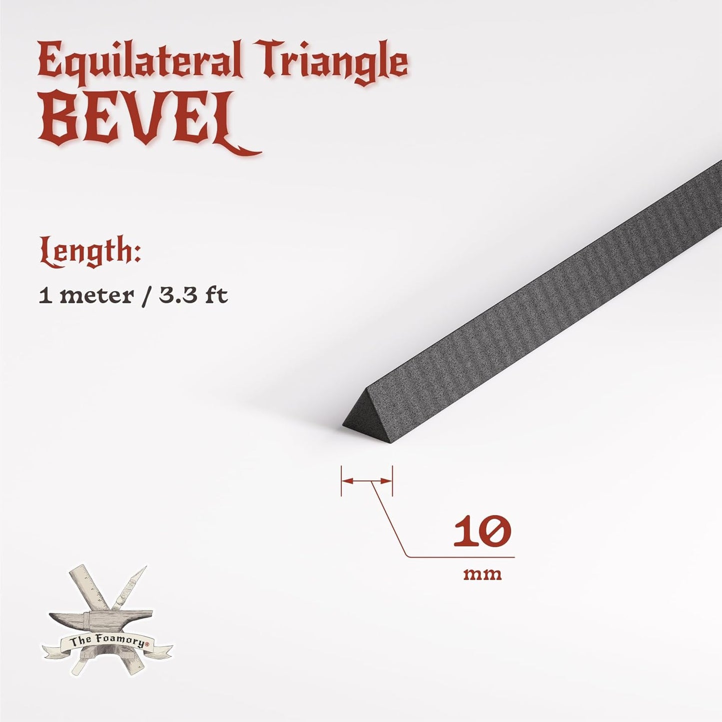 The Foamory's Instant Edge EVA Foam Bevel. Pre Cut Equilateral Triangle 3 Pack 5-30mm x 1M Save Time on Cosplay, Costume Edges and Armor Detail. Black High Density 85kg/m³ EVA Craft Foam Beveled Dowel