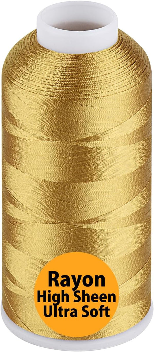 Simthread Rayon Embroidery Thread 5500 Yards, 40wt 100% Rayon Viscose for Commercial and Domestic Machines - Gold 1225