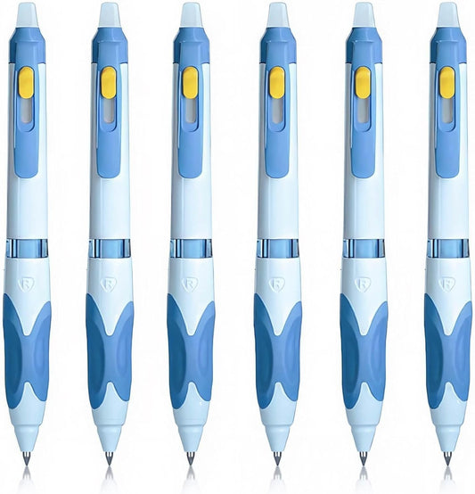 M&G 6 Pcs Retractable Erasable Gel Pens, 0.5 mm Blue Ink Gel Pen, Extra Fine Point Erasable Pen Make Mistakes Disappear, Premium Comfort Grip Note Taking and Crossword Puzzles