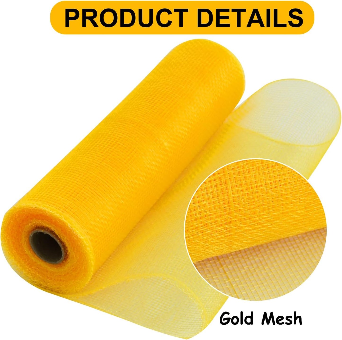 TONIFUL 2 Rolls 10 Inch Yellow Decorative Mesh Ribbbon Rolls, Fabric Mesh for Mesh Wreath Supplies, Front Door Wreath Crafts Tree Decor Christmas NewYears Halloween Decoration (10 yds/roll)