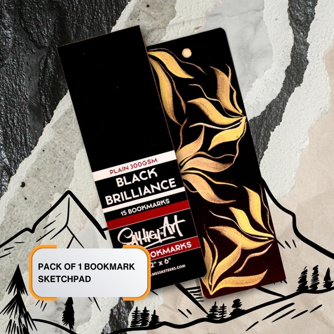 300GSM Deep Black Bookmark Sketchpads, Suitable for Acrylics & Mixed Media for Professional Artists (Pack of 2)