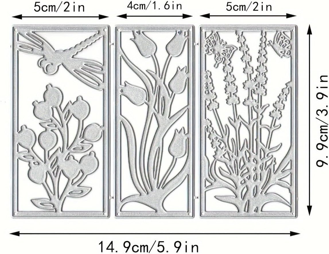 Lapoo Flowers Metal Cutting Die for Scrapbooking - Durable, Cut Stencils for DIY Scrapbook Photo Album Decorative Paper Card, Card Making Supplies, Embossing (3 Pieces Background Flowers 5.9 x 3.9 in)