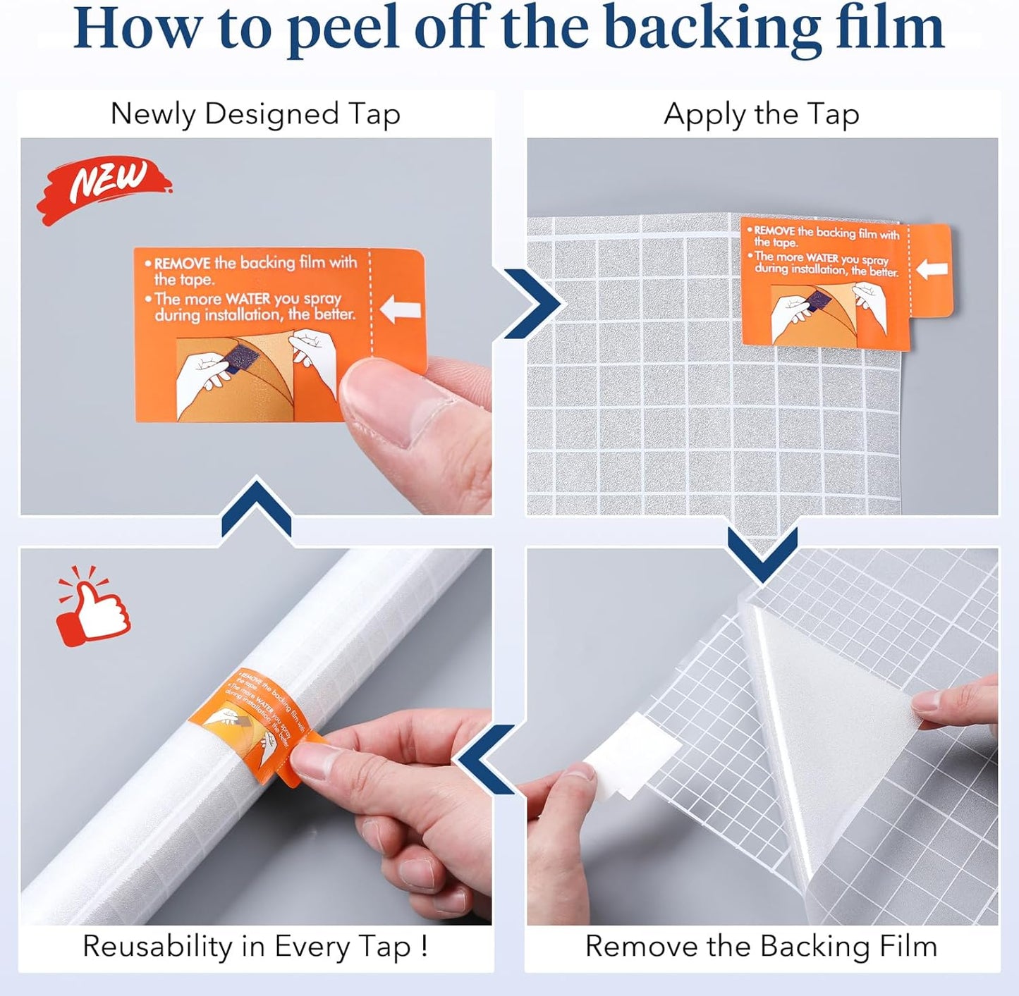 Haton Window Privacy Film Frosted Glass for Bathroom, Static Cling UV Sun Blocking Window Clings, Opaque Decorative Coverings Removable Sticker Heat Control Tint for Home Door, Pure 17.5" x 157.4"