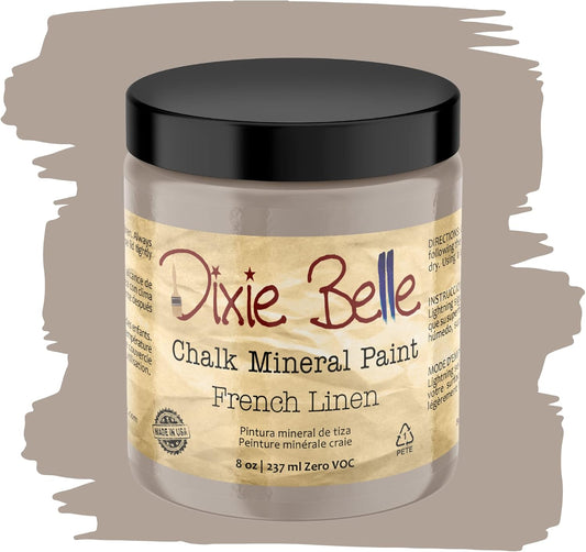 Dixie Belle Paint Company Chalk Finish Furniture Paint - French Linen (8oz) - Matte Light Taupe Chic Chalk Mineral DIY Furniture Paint