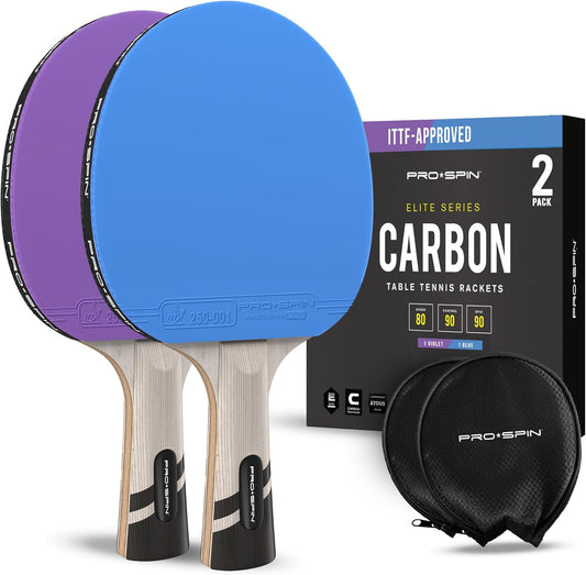 PRO SPIN Ping Pong Paddles - Professional Level Table Tennis Rackets with Carbon Fiber for Superior Control | 7-Ply Blade, Premium Rubber, 2.0mm Sponge | Includes Protector Case