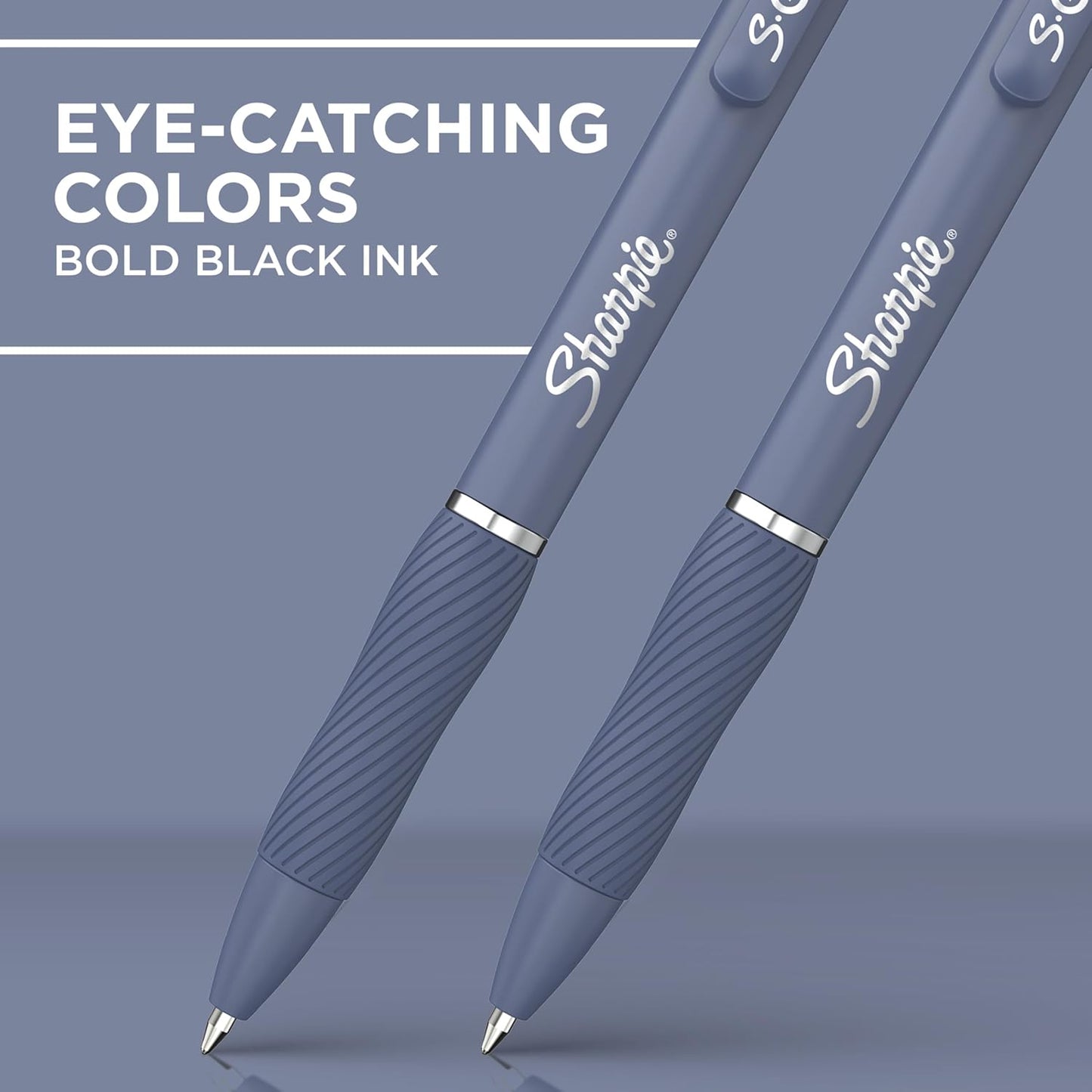 Sharpie S-Gel, Gel Pens, Medium Point (0.7mm), Assorted Fashion Barrels, Black Ink, 12 Count - Office, Teacher, School Supplies